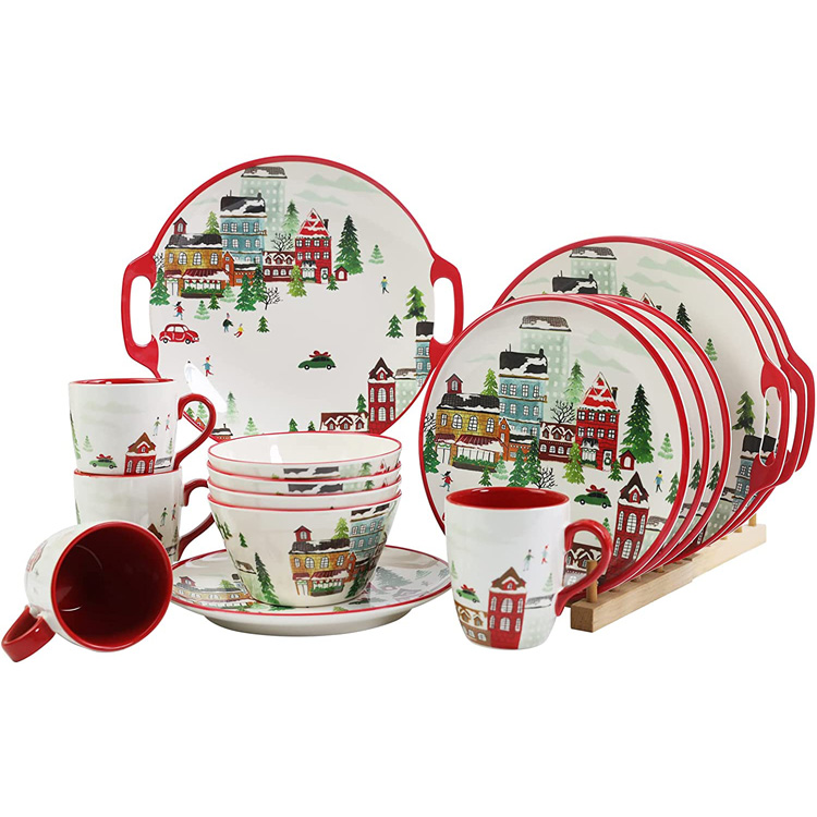 16-delig lichtgewicht melamine kerstservies