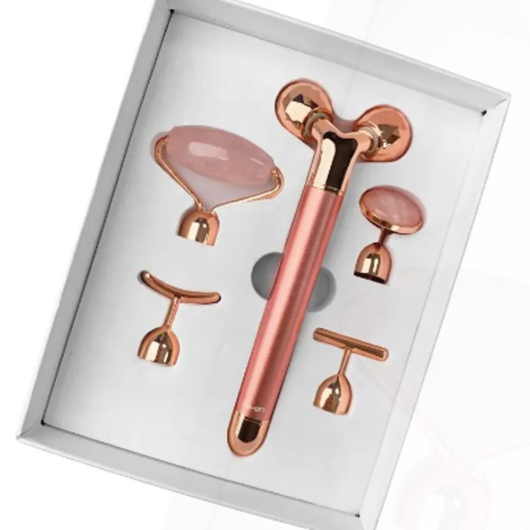 2024 Hot Selling Rose Quartz Vibrerend 5 in 1 Electric Jade Roller