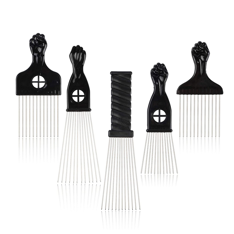 5 STUKS Zwarte Vuist Metalen Haar Picks Kam
