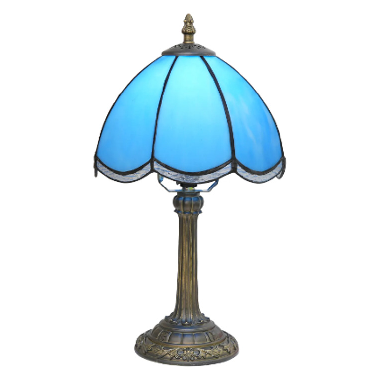 8 inch hemelsblauwe vintage glas-in-bloemblaadje bureaulampen