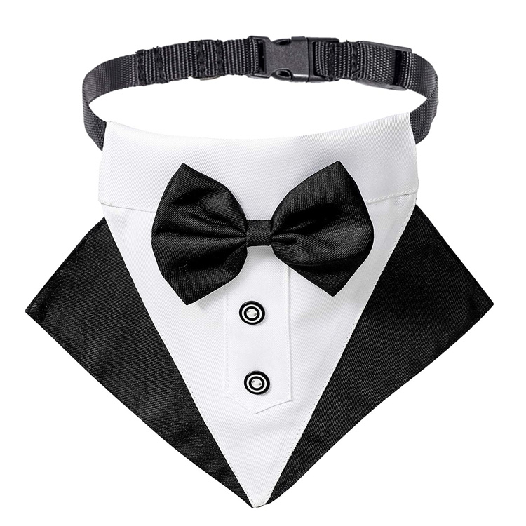 Verstelbare Tuxedo Wedding Dog Bandana Halsband met Bowtie