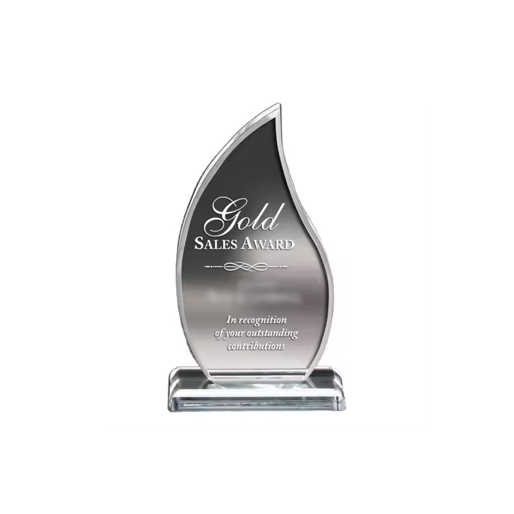 Award op acrylbasisvlamvormige trofeeën metalen medailles