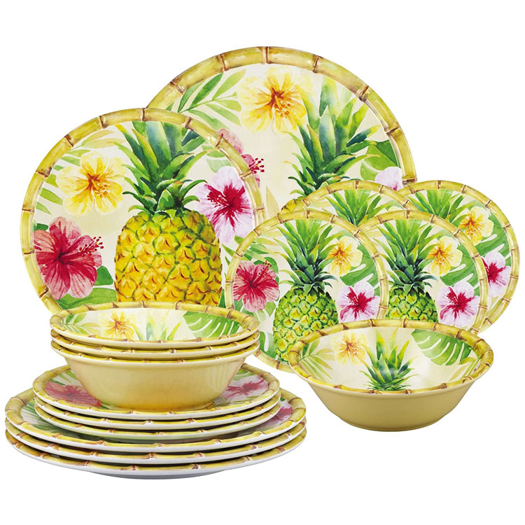 Bamboe Ananas Schotel Bowl Plate Melamine Servies Set