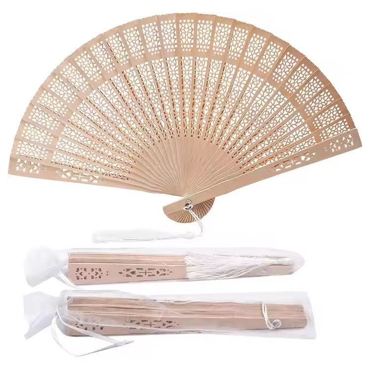 Bamboe Vintage verjaardagscadeau opvouwbare houten handventilator