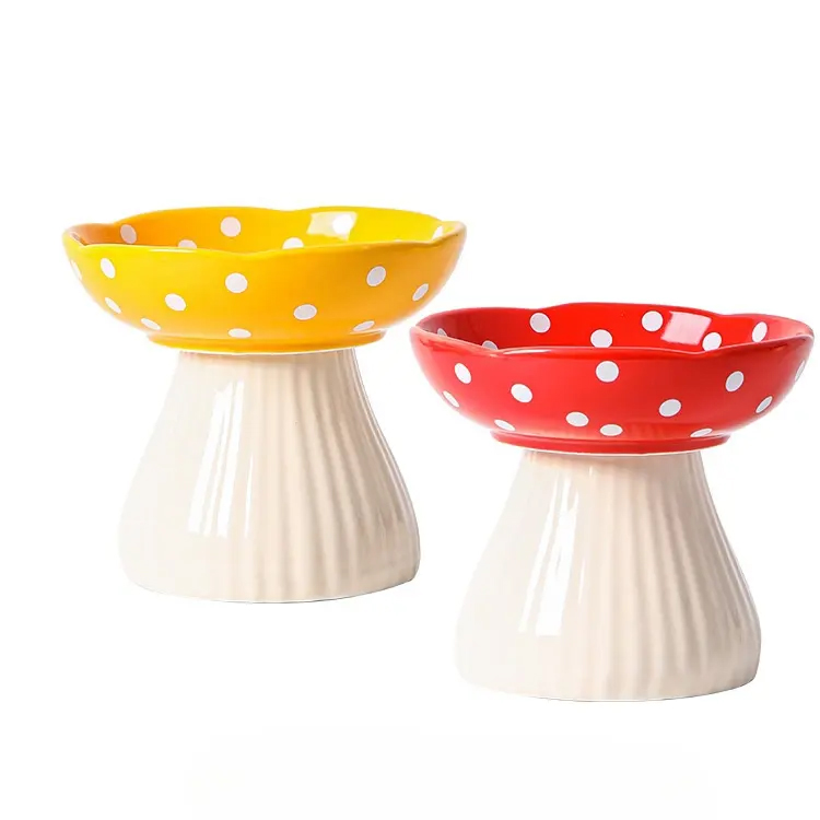 Cartoon High Foot Ceramic verhoogde verhoogde kattenkommen met katten met katten
