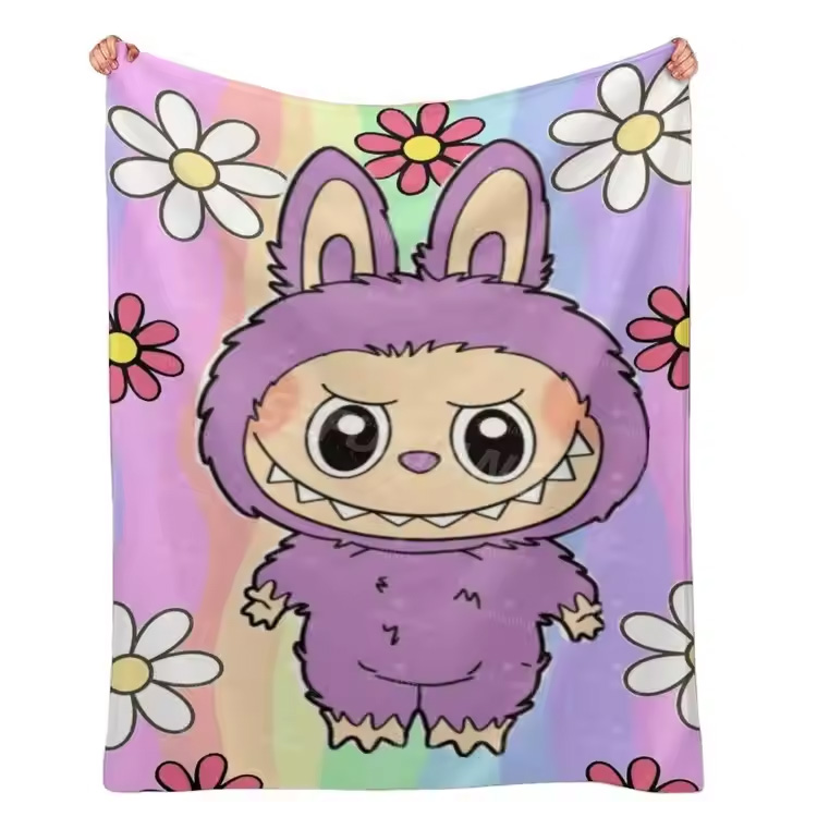 Cartoon Labubu 100% Sofa Throw -promotie Bloemdekens