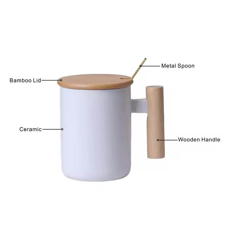 Klassiek ontwerp met houten handvat porselein koffie thee beker