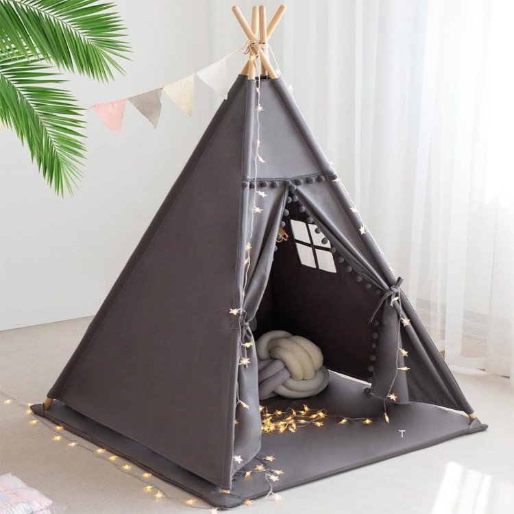 Katoenen canvas speelhuisje kinderen tipi tent voor kinderen met mat
