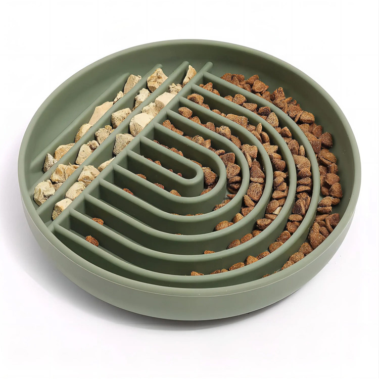 Aangepast logo Round Maze Silicone Slow Feeder Dog Pet Bowls