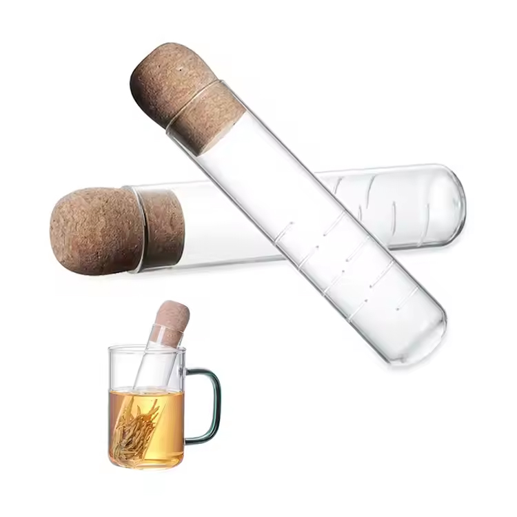 Ontwerpbuisvorm Borosilicaat Glazen thee -infuserzeef