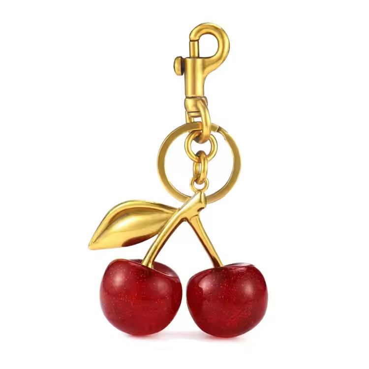 Mode 3D Crystal Red Cherry Summer Pendant Key Chain
