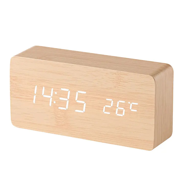 Lage prijsweergave USB Wood LED Digitale Table Clock
