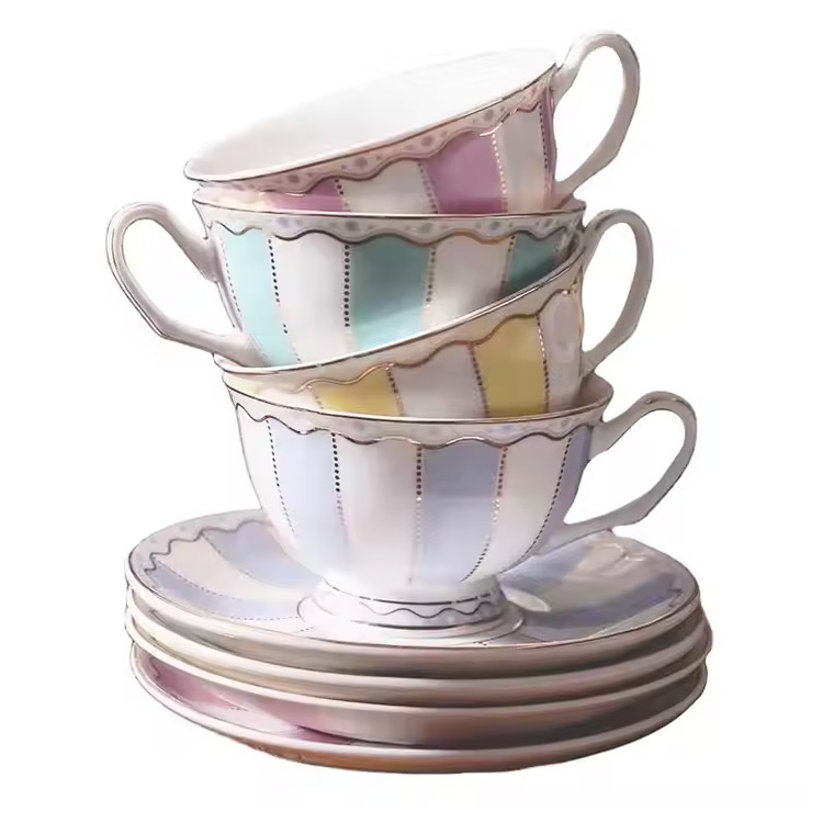 Milk Stripe Ceramics Porselein Cup Sets voor koffie en thee
