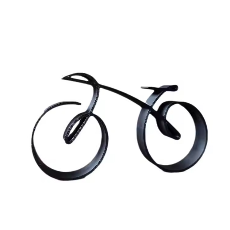 Minimalistische fiets sculptuur Draad ingelijste stijl zwarte fiets