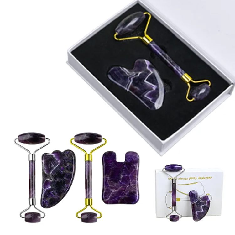 Natuurlijke Amethist Jade Roller en Gua Sha Facial Massager Set