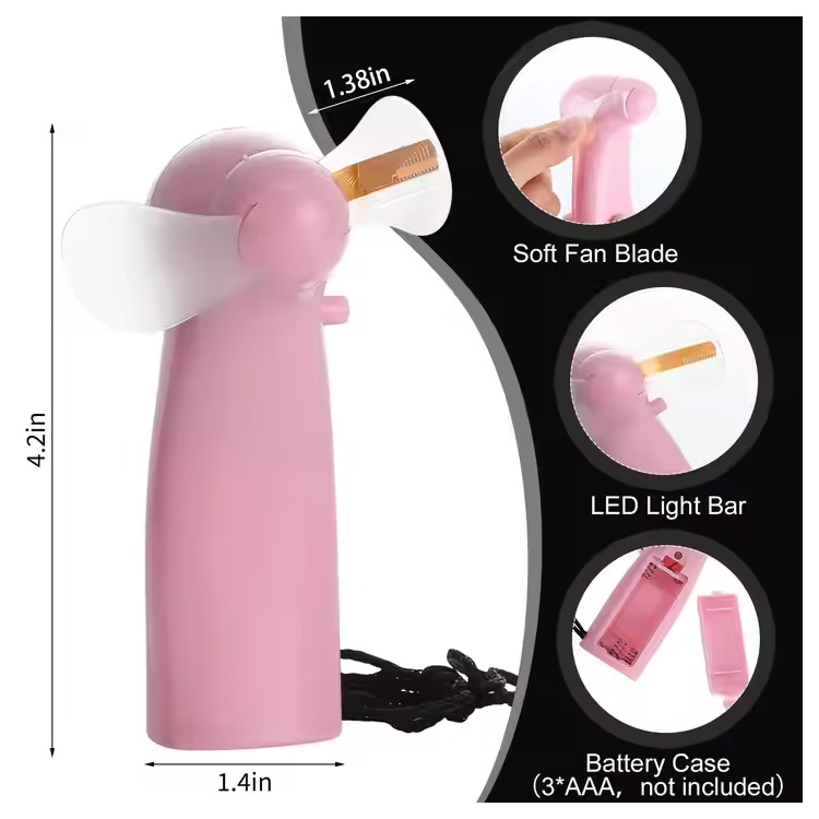 Nieuwe mini draagbare handige led-batterijventilator met aangepast bericht