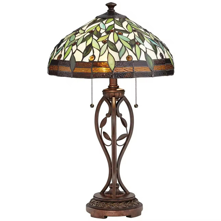 Noordse antieke luxe glas-in-lood vintage Tiffany bureaulamp