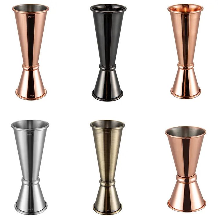 Premium koper zilver 2cl/4cl roestvrijstalen dubbele jigger