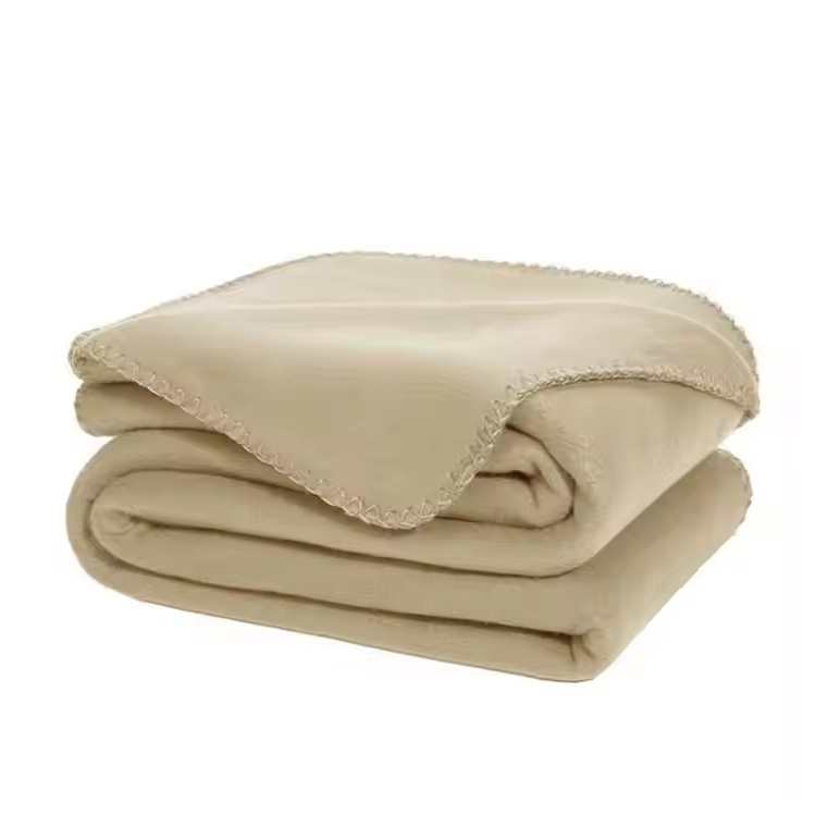 Promotie vaste kleur rand zacht beddengoed fleece gooi deken