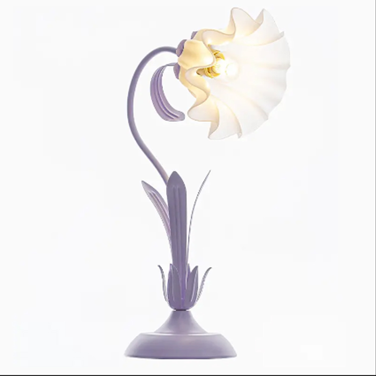 Retro unieke glazen bloem levende nachtkastje bureaulamp
