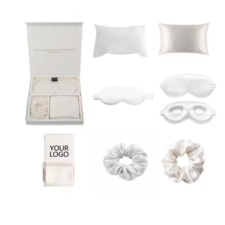 Silk Gift Set Aangepast logo Bevat haar Scrunchies Pillowcase