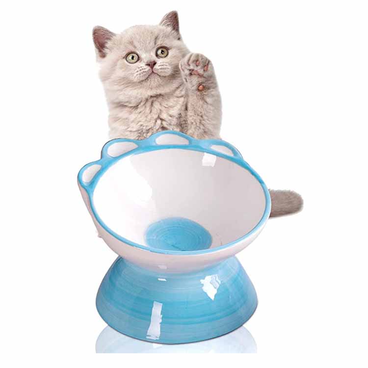 Slant Dog Feeder Verhoogde keramische voerbak voor katten