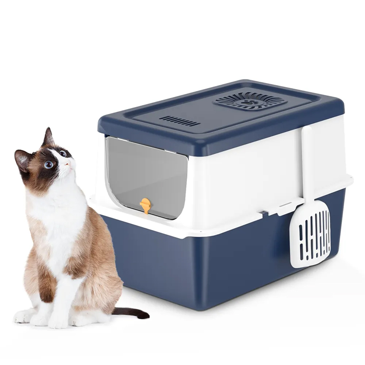 Roestvrijstalen doos deksel volledig ingesloten grote kattentoilet met een hoge zijde