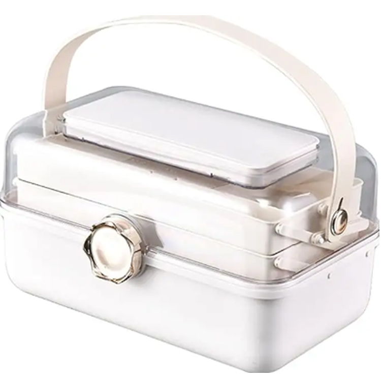 Drie-laags plastic cosmetica opbergdoos make-up organisator