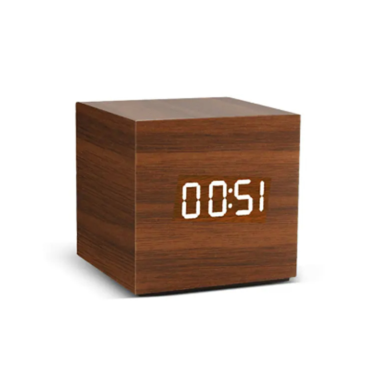 Spraakbediening digitale wekker houten USB digitale klok