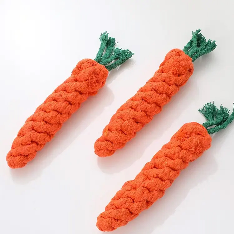 Groothandel Pet Dog Bite Chew Toys Wortel katoenen knoop huisdier speelgoed